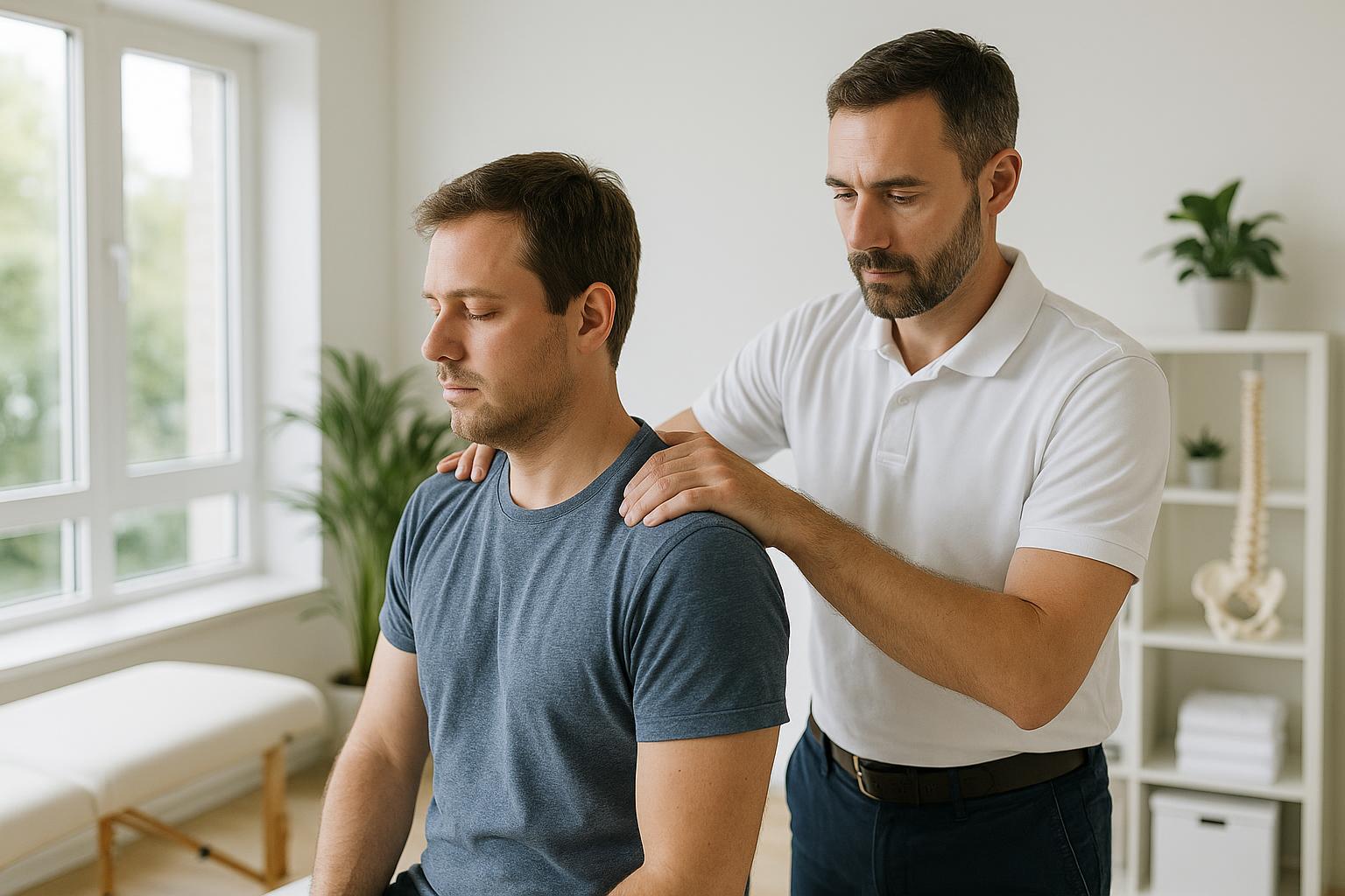 Ostéopathe accompagnant un patient pour relâcher les tensions liées au stress