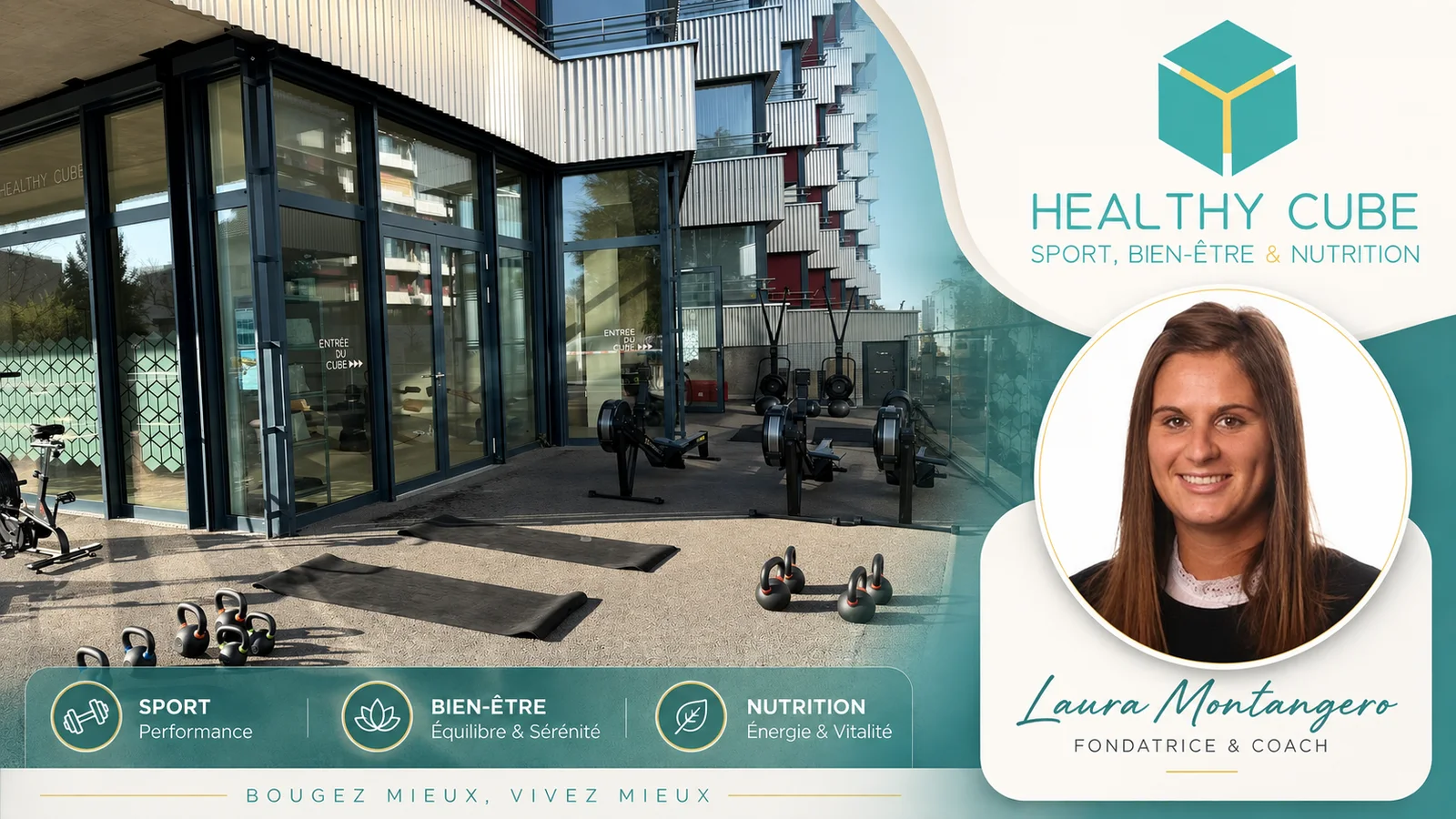 Laura Montangero et l’espace sport, bien-être et nutrition Healthy Cube à Gland