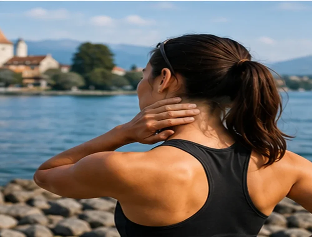 Sportif présentant un torticolis après une journée active à Rolle